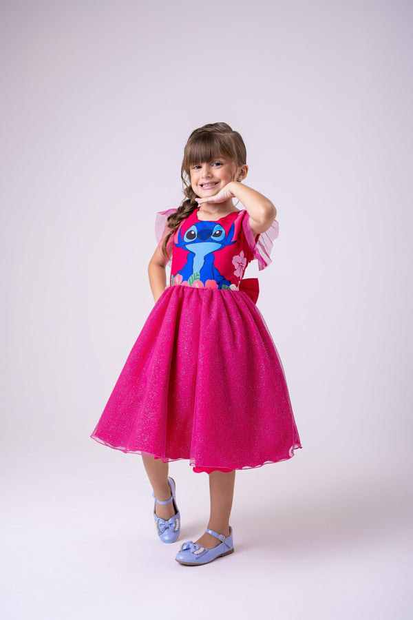 Vestido Tematicos Ysa Kids Lilo Stitch Pink Modelo