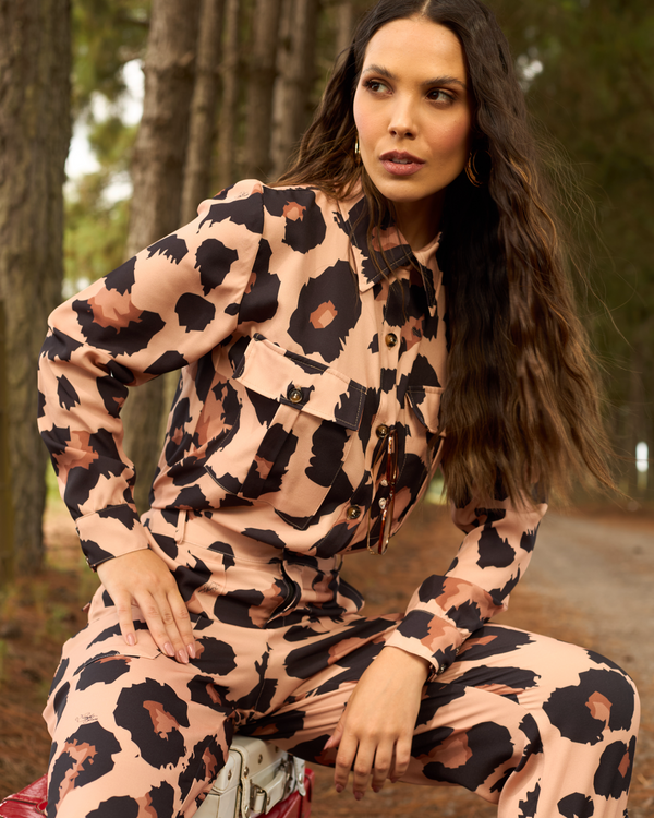 CALÇA LOVE-ME NOITE ESTRELADA ANIMAL PRINT
