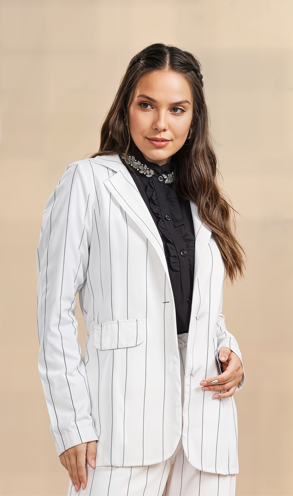 BLAZER RISCA DE GIZ BRANCO E PRETO
