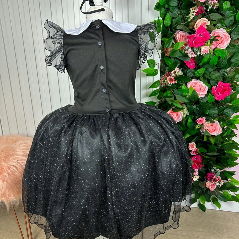 Vestido Marie Tematico Wandinha - Vandinha Merlina Adams - Glamim