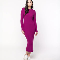 Vestido Tricot Canelado com Fenda ALESSANDRA