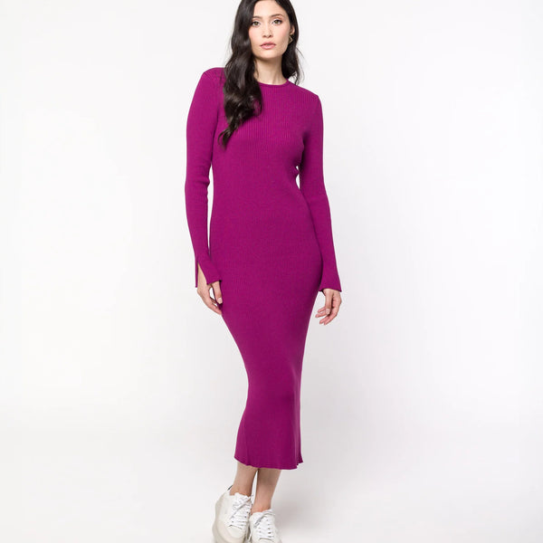 Vestido Tricot Canelado com Fenda ALESSANDRA