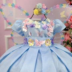 Vestido Jardim Encantado Azul Bebe - Glamim