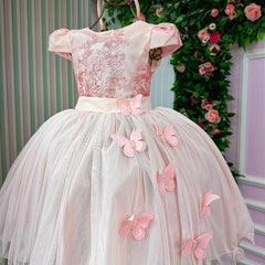 Vestido Juvenil Vila Lelê Salmão Borboletas - Glamim