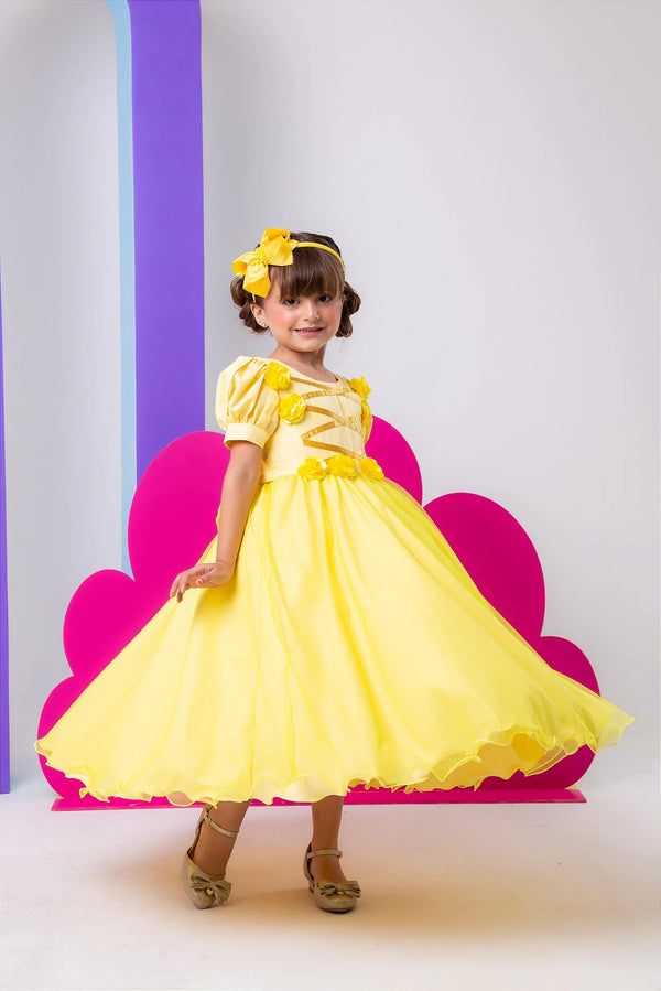 Vestido Bella Child/Fantasia Longa Princesa Amarelo