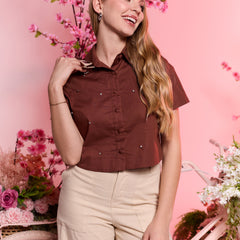 CAMISA FLORECER MARROM