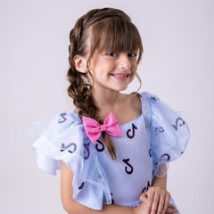 Vestido Temáticos Kids Tik Tok Azul Bebe