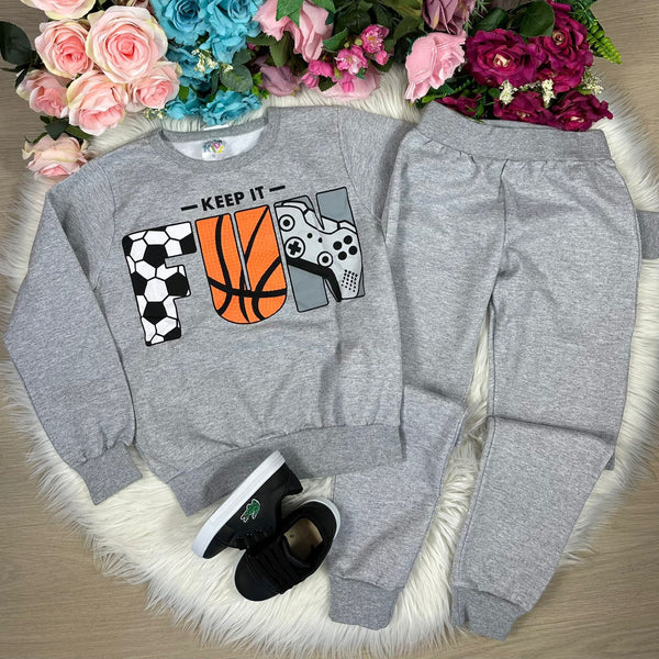 Conjunto Inverno Taita Kids Menino Fun Cinza