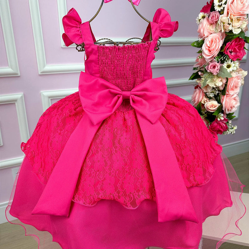 Vestido Princesa Belli Tematico Barbie Luxinho Pink Glamim