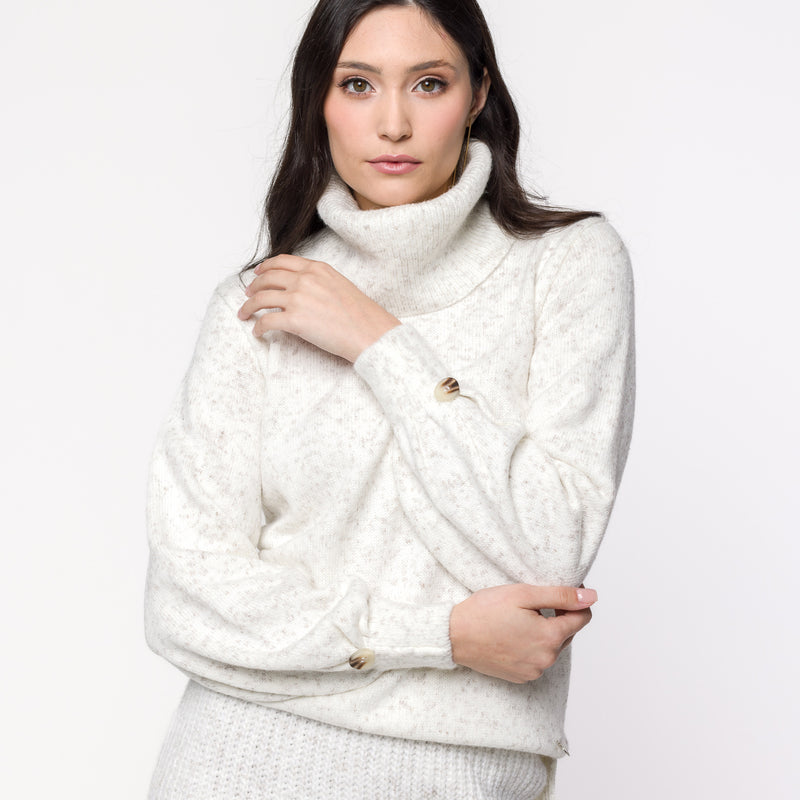 Blusa Livia Prega no punho com botão - TRICOT