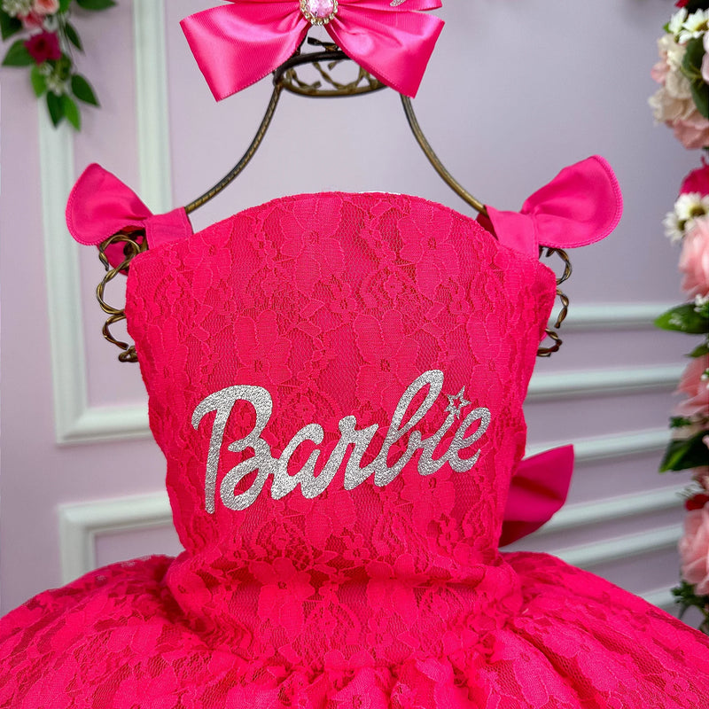 Vestido Princesa Belli Tematico Barbie Luxinho Pink Glamim