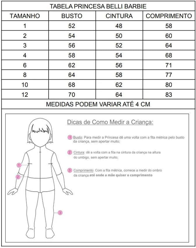 Vestido Princesa Belli Tematico Barbie Luxinho Pink Glamim