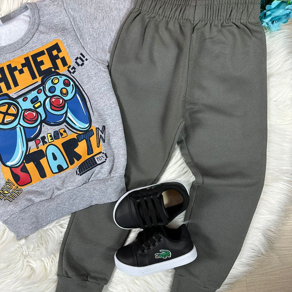 Conjunto Inverno Taita Kids Menino Game Over Cinza