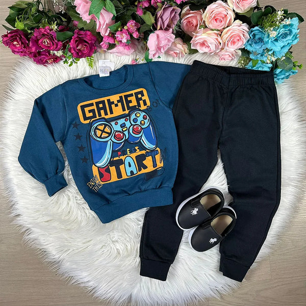 Conjunto Inverno Taita Kids Menino Game Over Azul