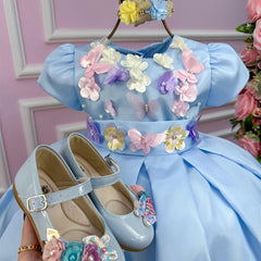 Vestido Jardim Encantado Azul Bebe - Glamim