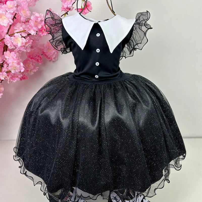 Vestido Marie Tematico Wandinha - Vandinha Merlina Adams - Glamim