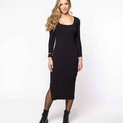 Vestido Tricot Canelado com Fenda Stella - RAYAR