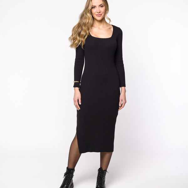 Vestido Tricot Canelado com Fenda Stella - RAYAR
