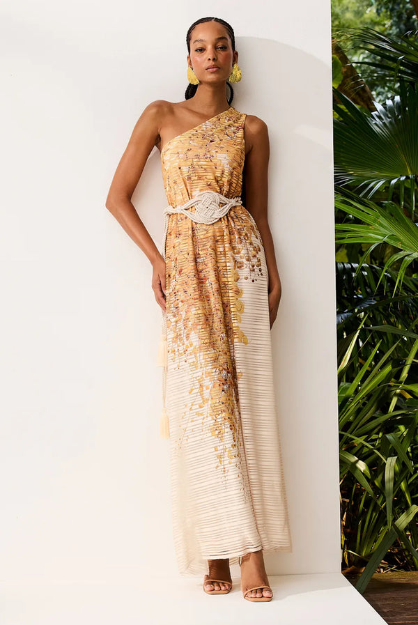 VESTIDO LONGO ESTAMPADO OMBRO ÚNICO