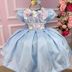 Vestido Jardim Encantado Azul Bebe - Glamim