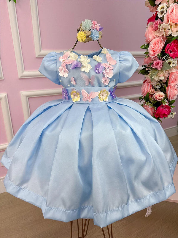 Vestido Jardim Encantado Azul Bebe - Glamim