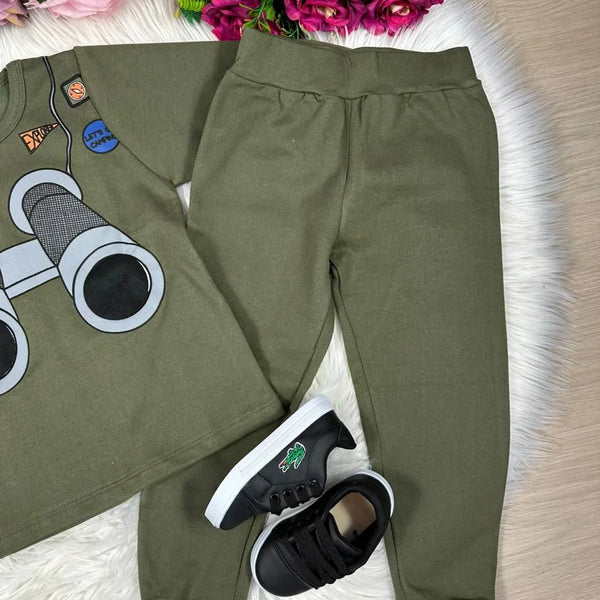 Conjunto Inverno Taita Kids Menino Binoculos Verde