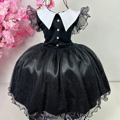 Vestido Marie Tematico Wandinha - Vandinha Merlina Adams - Glamim