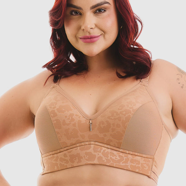 Sutiã Top com Bojo Conforto e Base Larga com Tule nas Laterais e Estampa Animalia