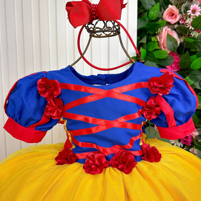 Vestido Bella Child/Fantasia Longa Branca de Neve Glamim
