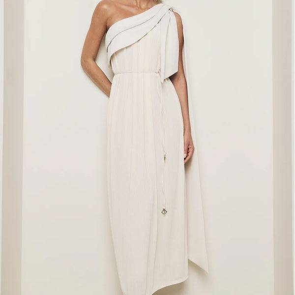 Vestido Super Midi Liso Ombro Único Charry