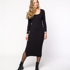Vestido Tricot Canelado com Fenda Stella - RAYAR