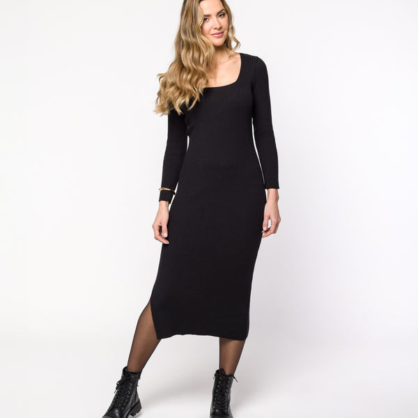 Vestido Tricot Canelado com Fenda Stella - RAYAR