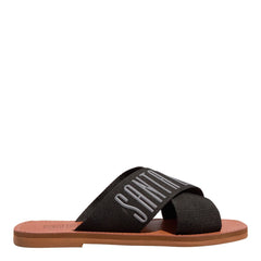 Rasteira Tiras Cruzadas Gorgurão Bege Cru