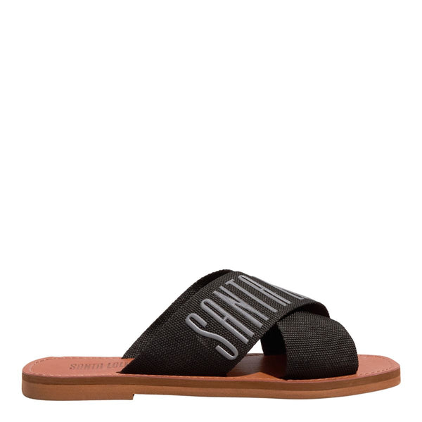 Rasteira Tiras Cruzadas Gorgurão Preto