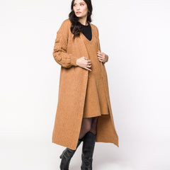 Casaco TRICOT Virginia - Ponto pipoca nas mangas - Caramelo- UNICO