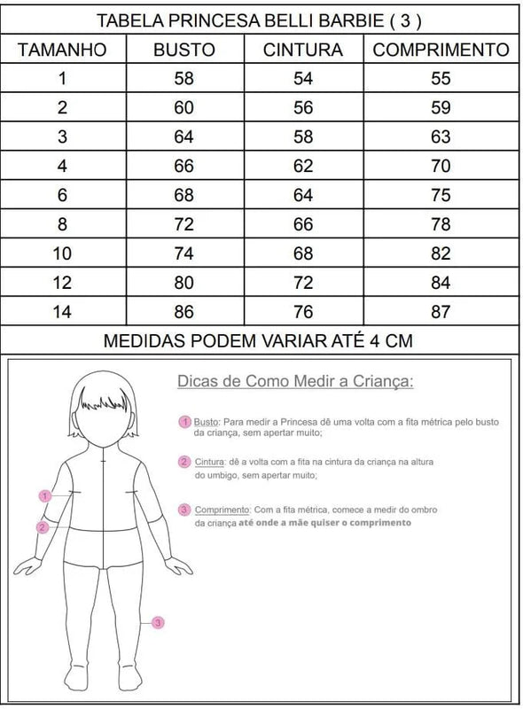 Vestido Princesa Belli Tematico Barbie Rosa Glamim