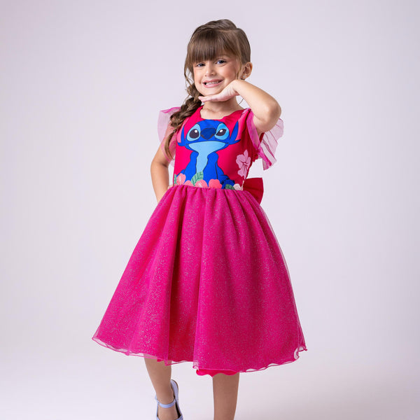 Vestido Tematicos Ysa Kids Lilo Stitch Pink Modelo