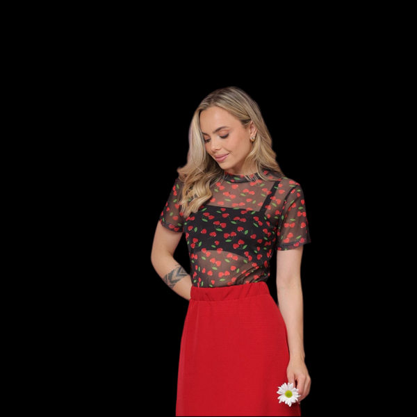 Blusa em Tule com Cerejas