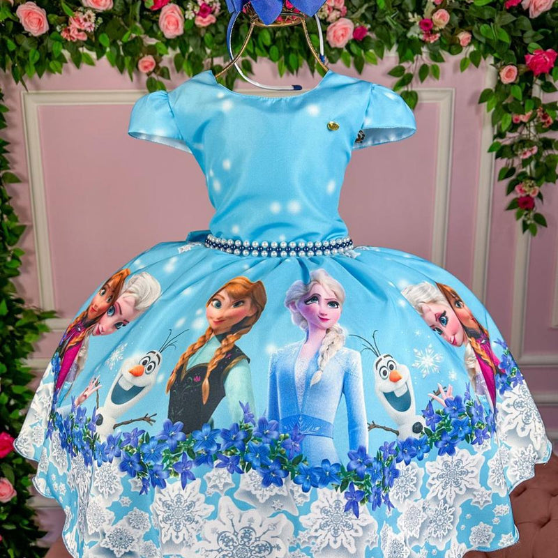 Vestido Infantil Temáticos Kids Frozen Glamim