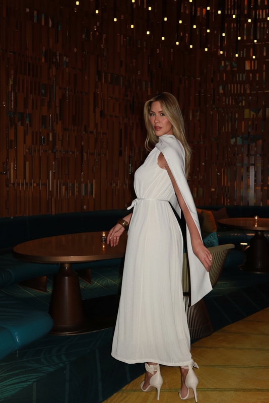 Vestido Super Midi Liso Ombro Único Charry