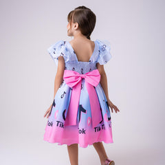 Vestido Temáticos Kids Tik Tok Azul Bebe