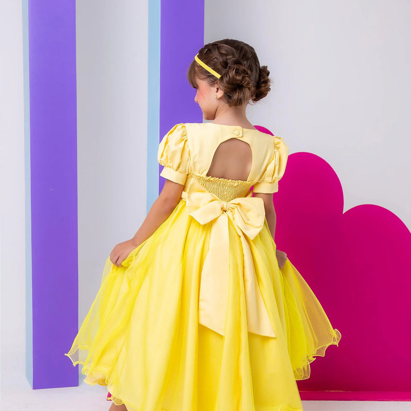 Vestido Bella Child/Fantasia Longa Princesa Amarelo