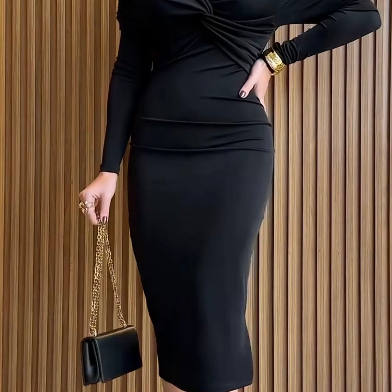 VESTIDO MIDI FEMININO TORÇAO ONÇA PRETA