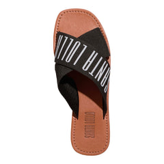 Rasteira Tiras Cruzadas Gorgurão Bege Cru