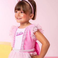 Vestido Princesa Belli Tematico Barbie Rosa Glamim