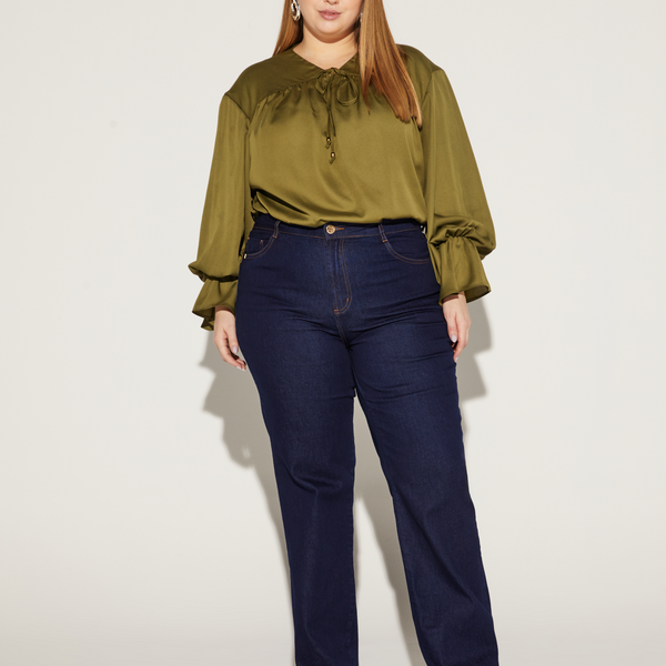 CALÇA WIDE FEMININA CURVES ONÇA PRETA