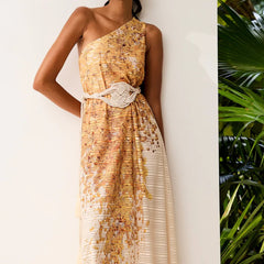 VESTIDO LONGO ESTAMPADO OMBRO ÚNICO