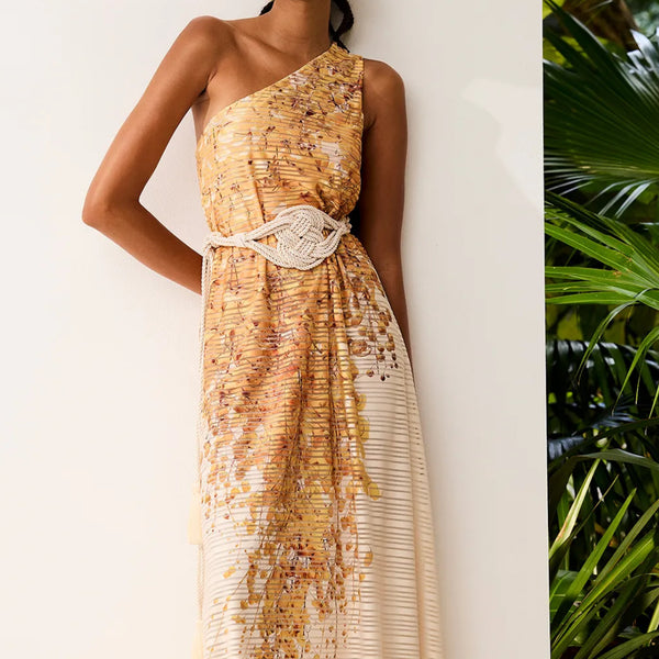 VESTIDO LONGO ESTAMPADO OMBRO ÚNICO