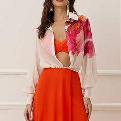 Camisa Reta Com Estampa Charry