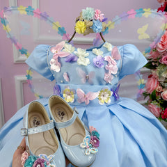 Vestido Jardim Encantado Azul Bebe - Glamim